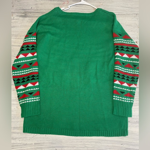 Derek Heart Green Stocking Ugly Christmas Sweater - Picture 3 of 6